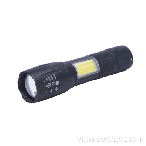 Mới nâng cấp 2 trên 1 Hai logo laser nguồn ánh sáng tùy chỉnh Tactical Cob USB LED sạc đèn pin